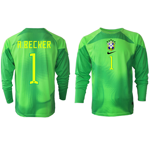 Brasil Alisson Becker #1 Keeper Fotballklær Bortedrakt VM 2022 Langermet